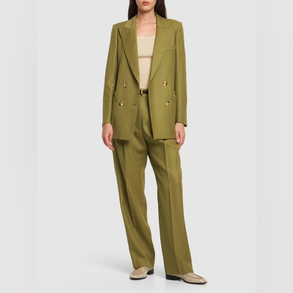 Blazé Milano Exit double-breasted wool blazer in green - Picture 7 of 15